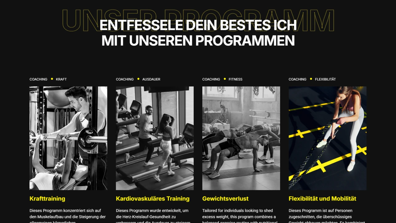 Verschiedene Trainingsprogramme im Überblick: Kraft, Ausdauer, Fitness, Mobilität