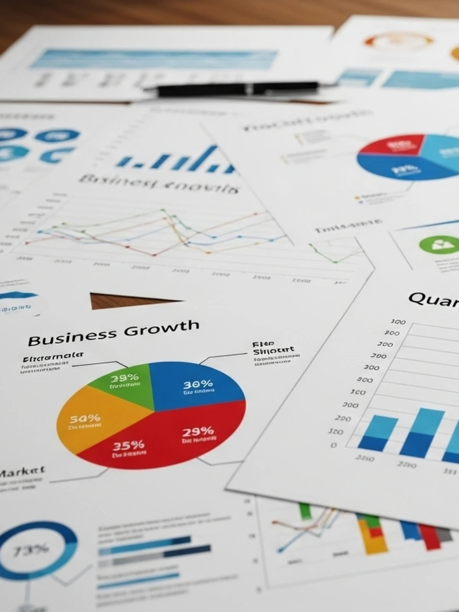 Analyse von Marketing- und Geschäftsdaten mit Diagrammen zur Bewertung von Wachstum und Performance Marketing